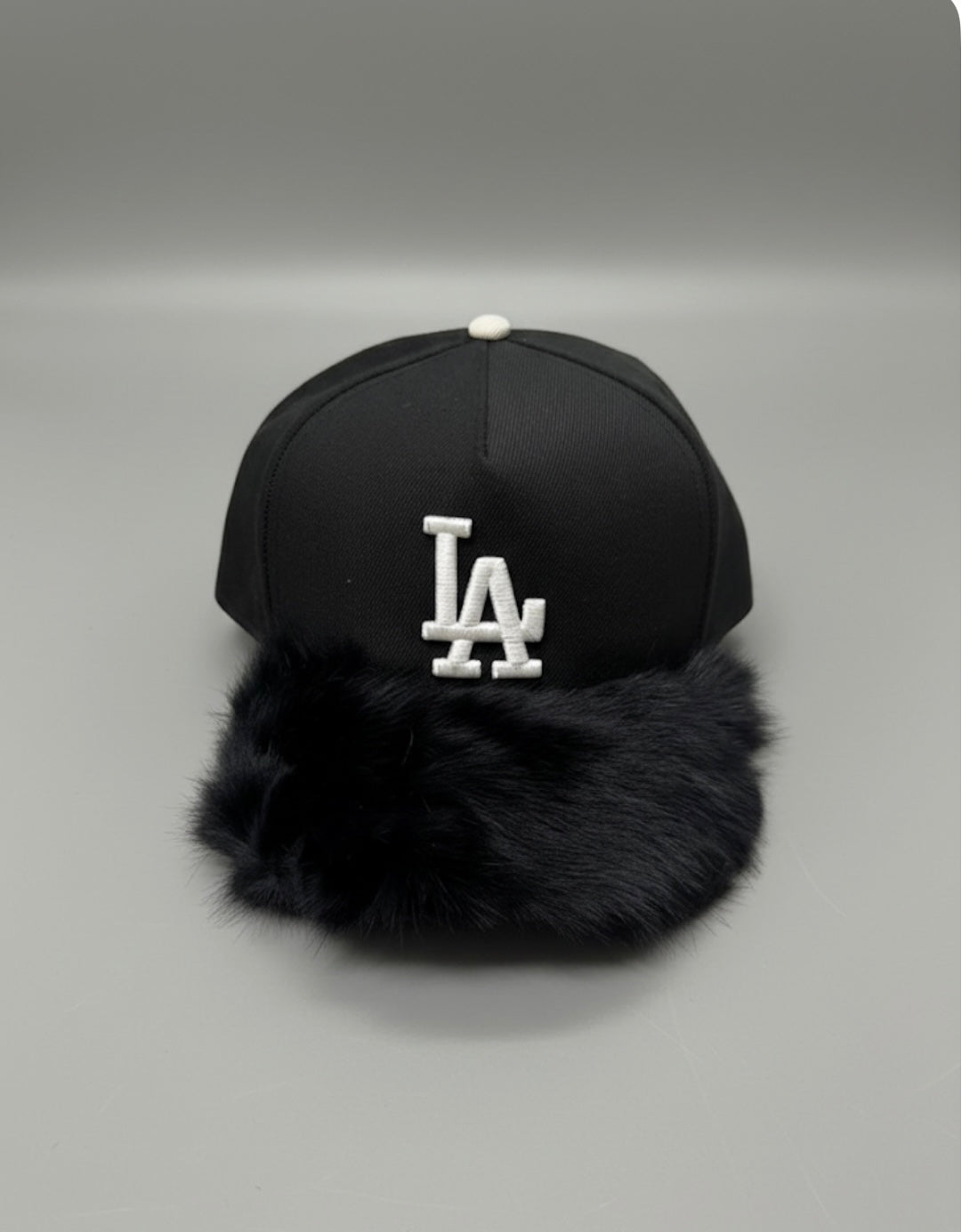 LA snap back fur cap
