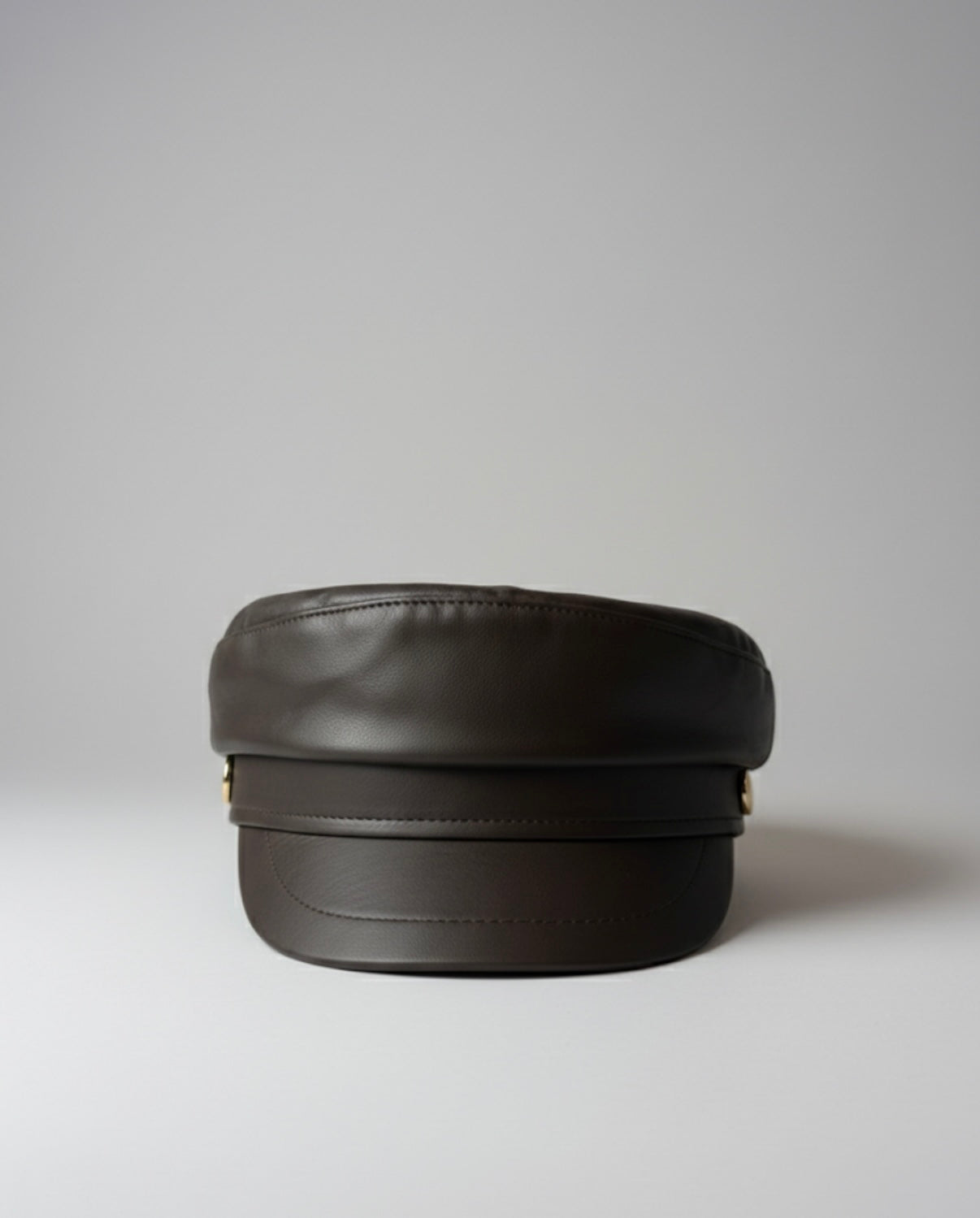 Brown faux leather cabbie hat