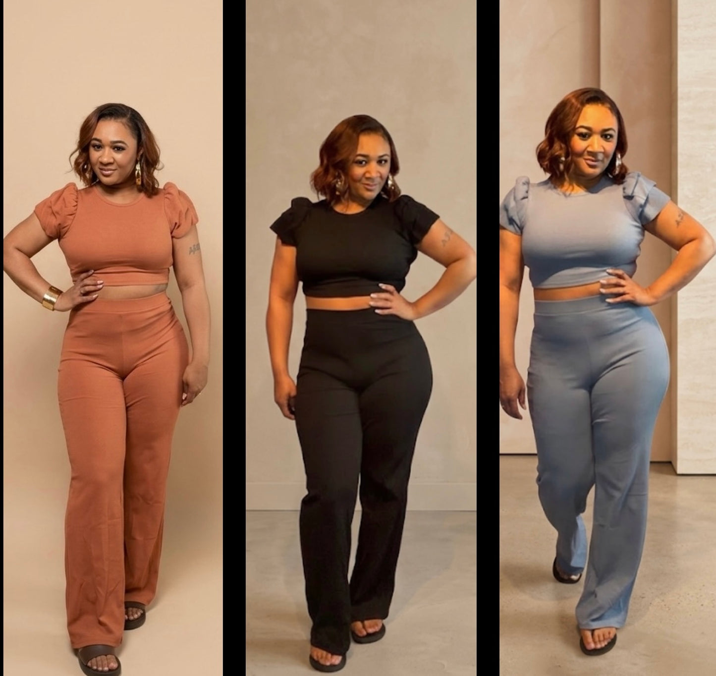 Baby Doll ruffle 2pc pant set ( 3 colors)