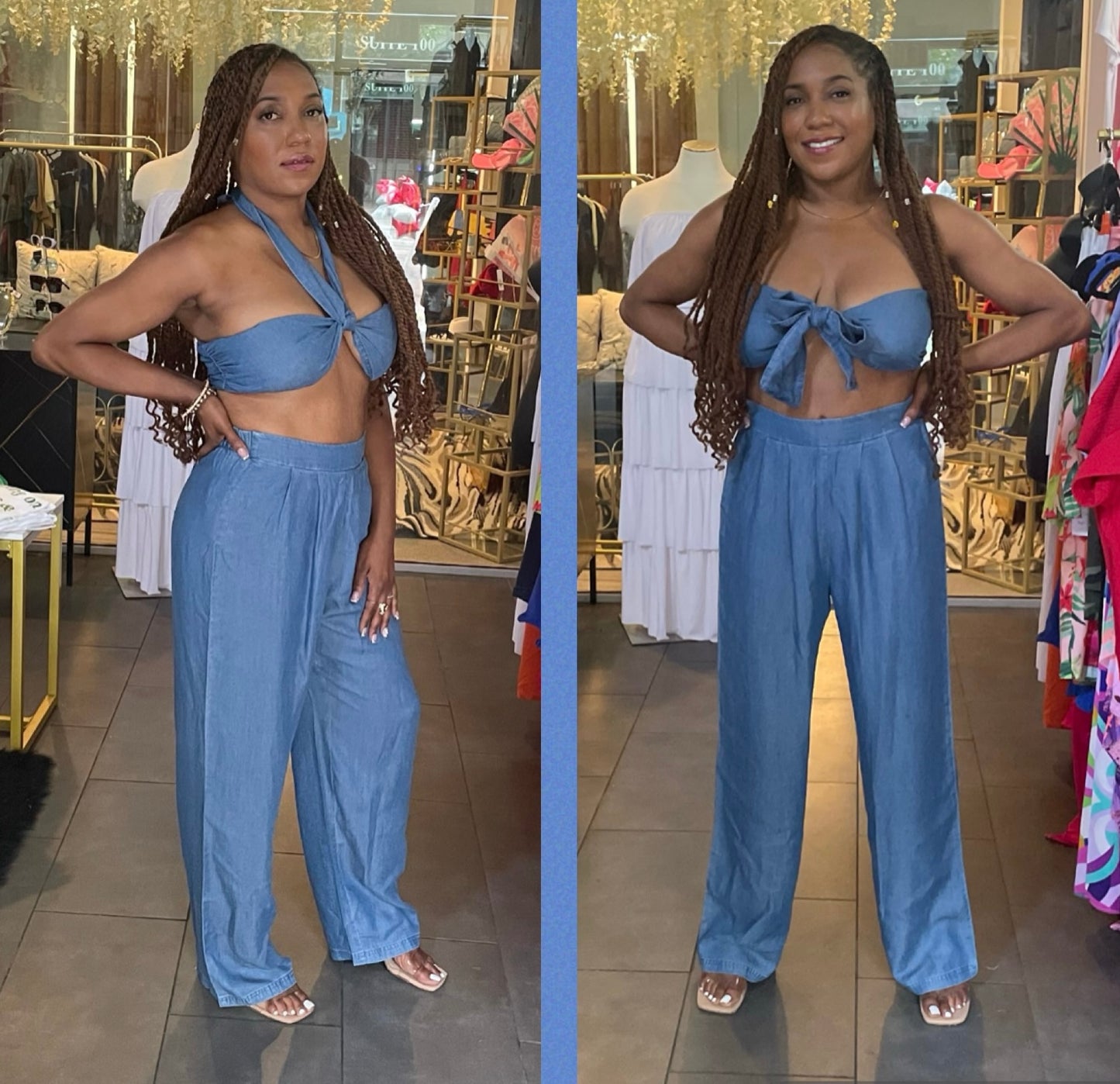 Bliss 2pc denim pants set