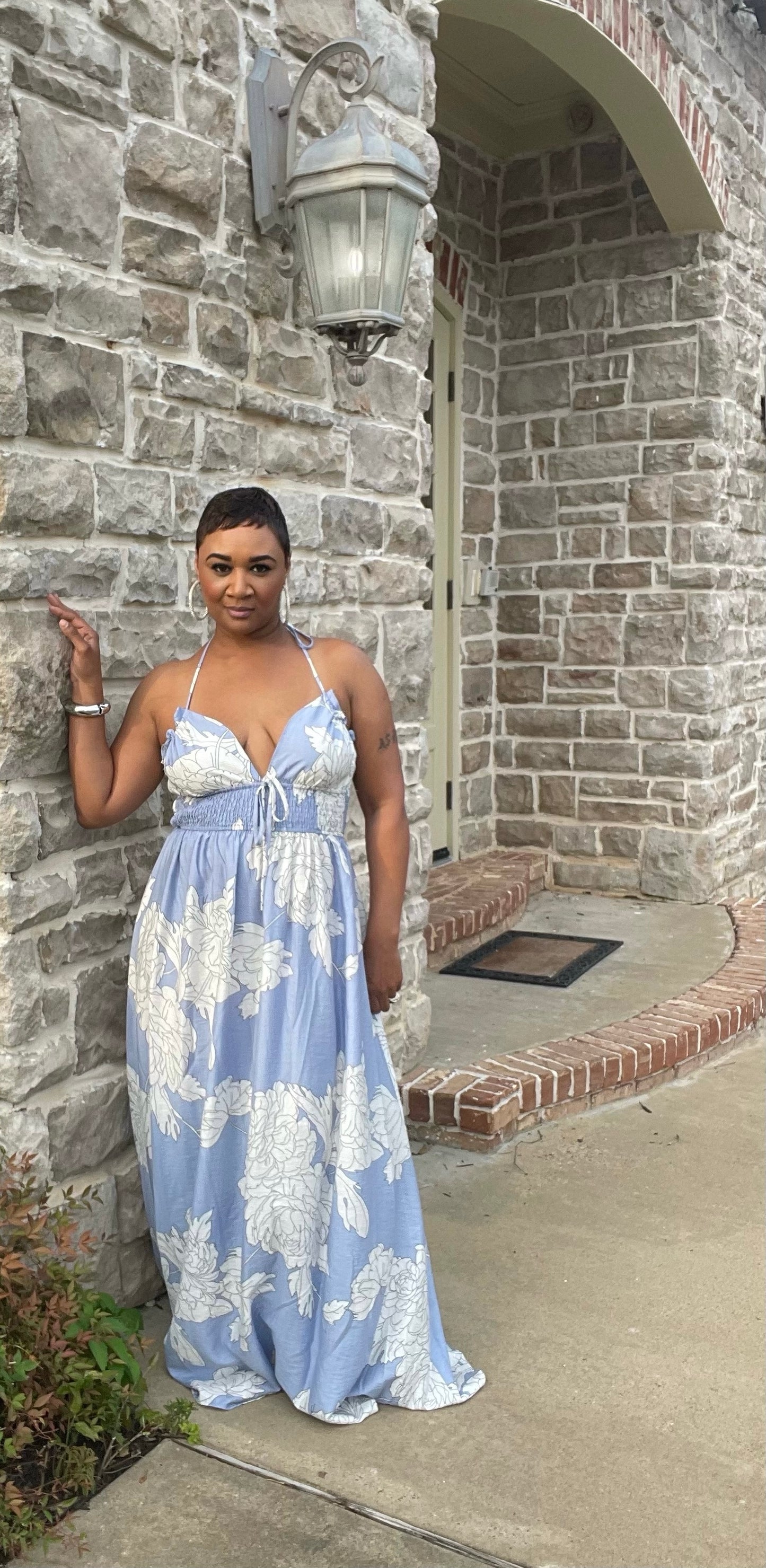 Sky High maxi halter dress