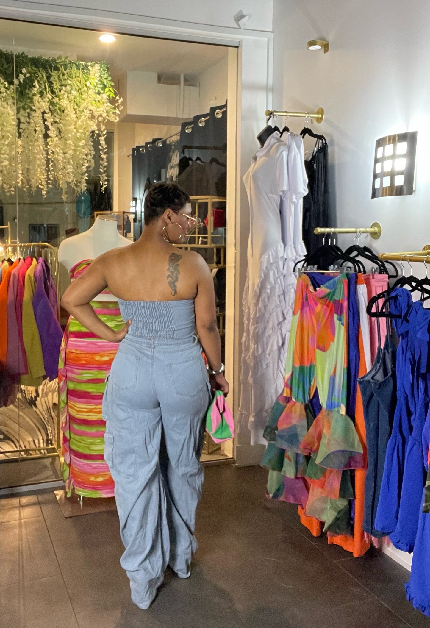 Chill Day denim halter jumpsuit