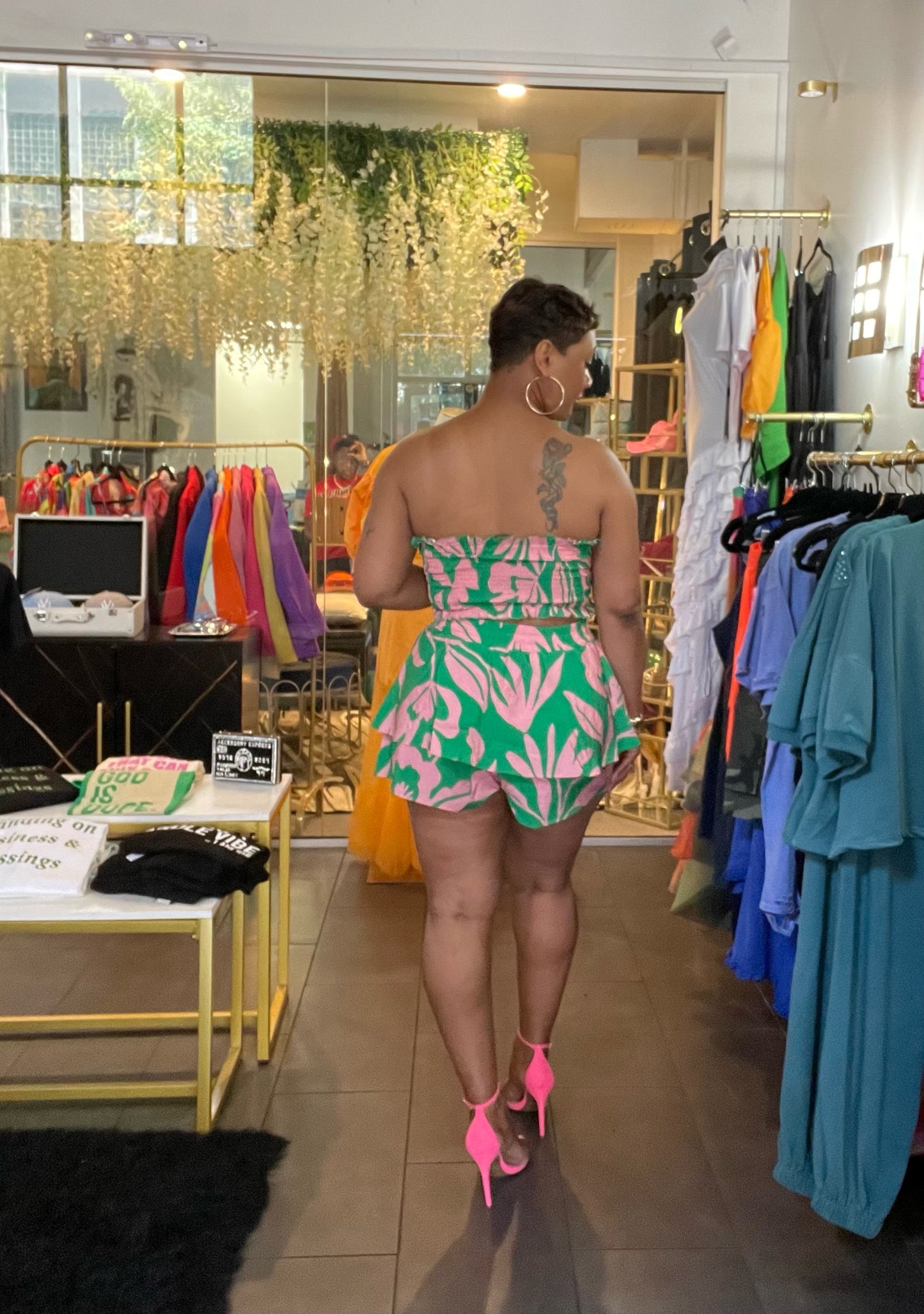 Tropical Girl 2pc short set ( Pink)
