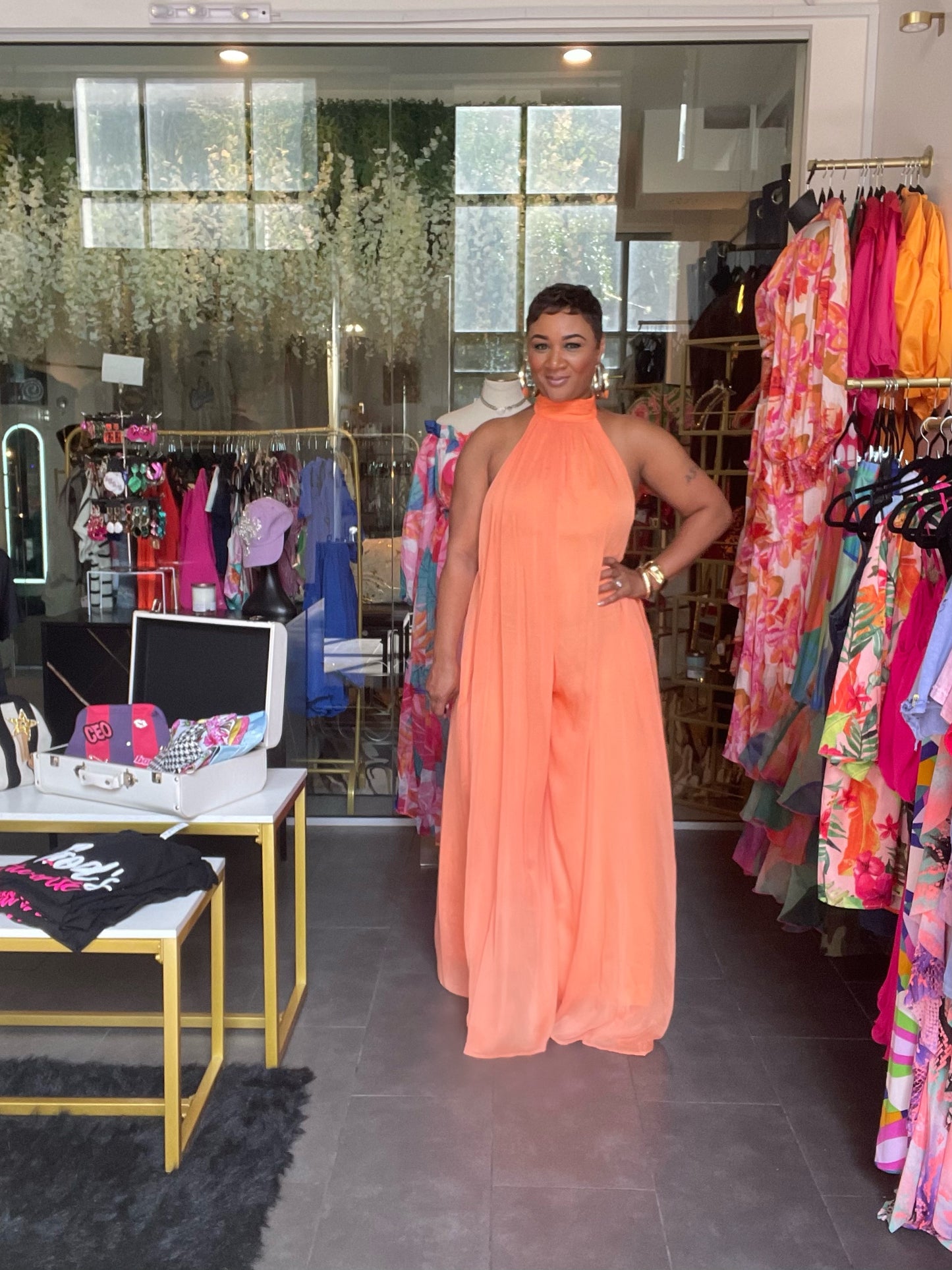 Let it Flow halter jumpsuit ( Coral )