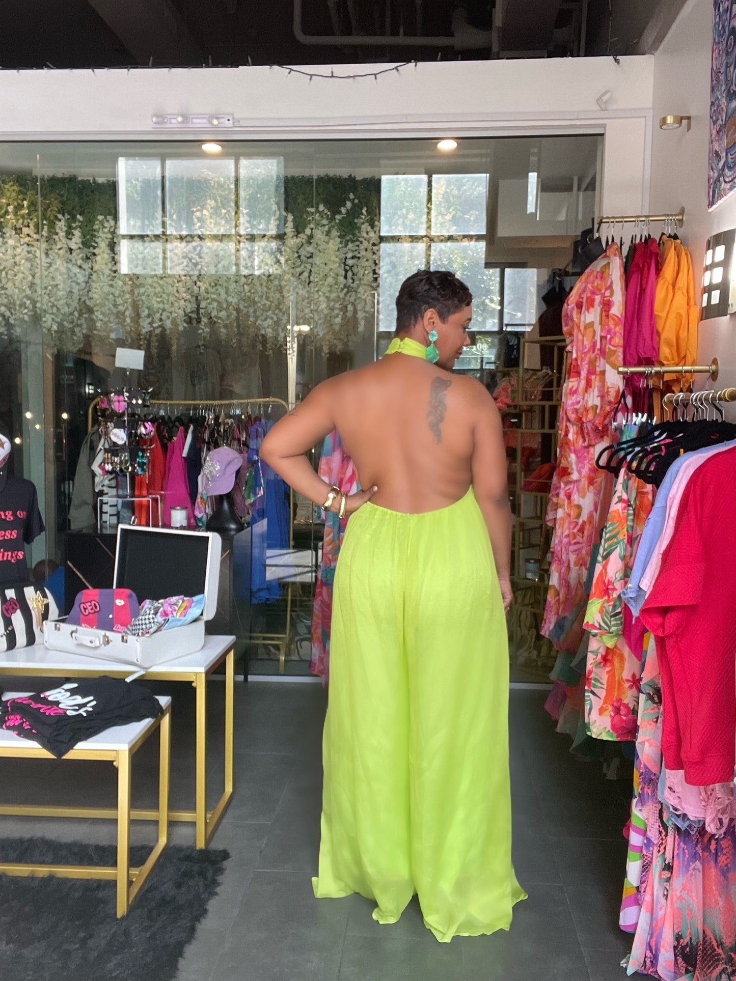 Let it Flow halter jumpsuit ( Lime )