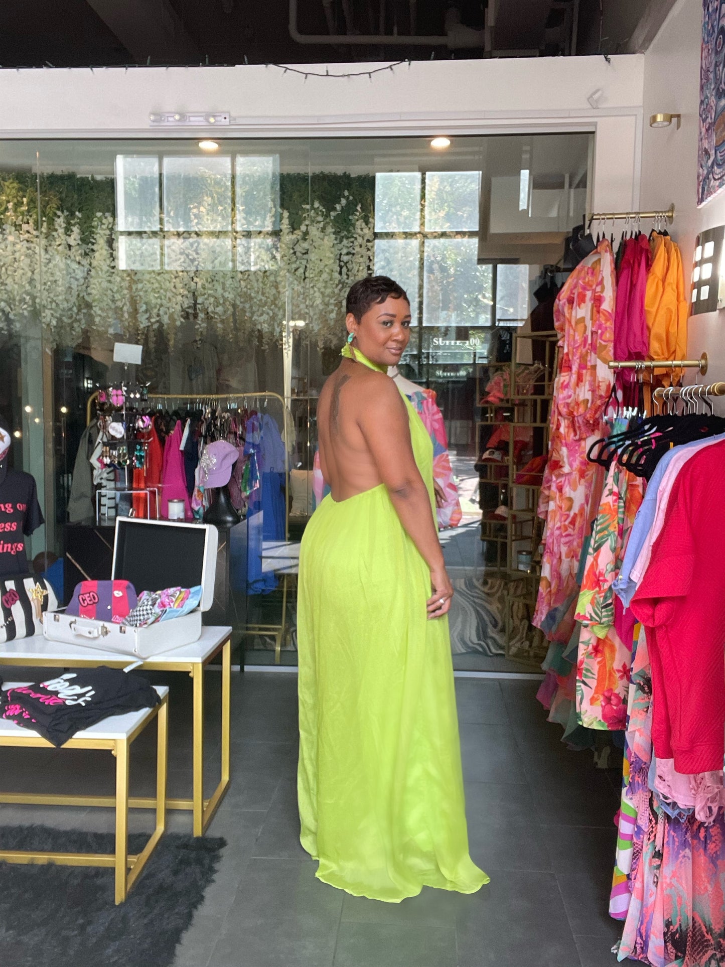 Let it Flow halter jumpsuit ( Lime )