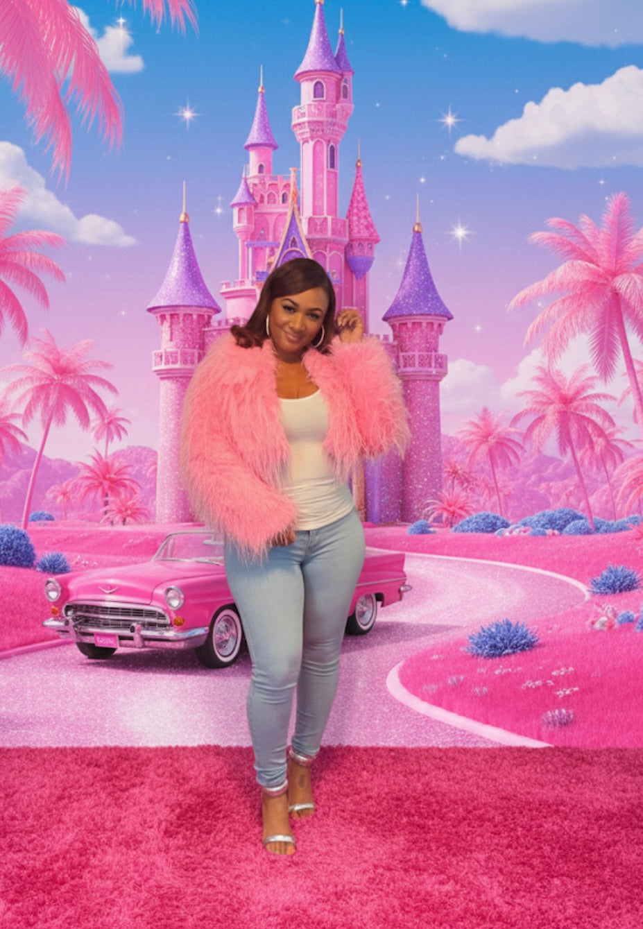 City girl faux fur jacket ( pink)