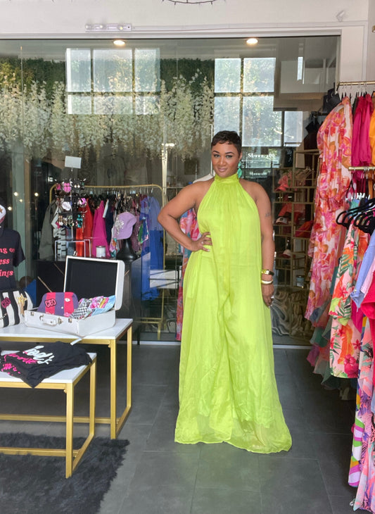 Let it Flow halter jumpsuit ( Lime )