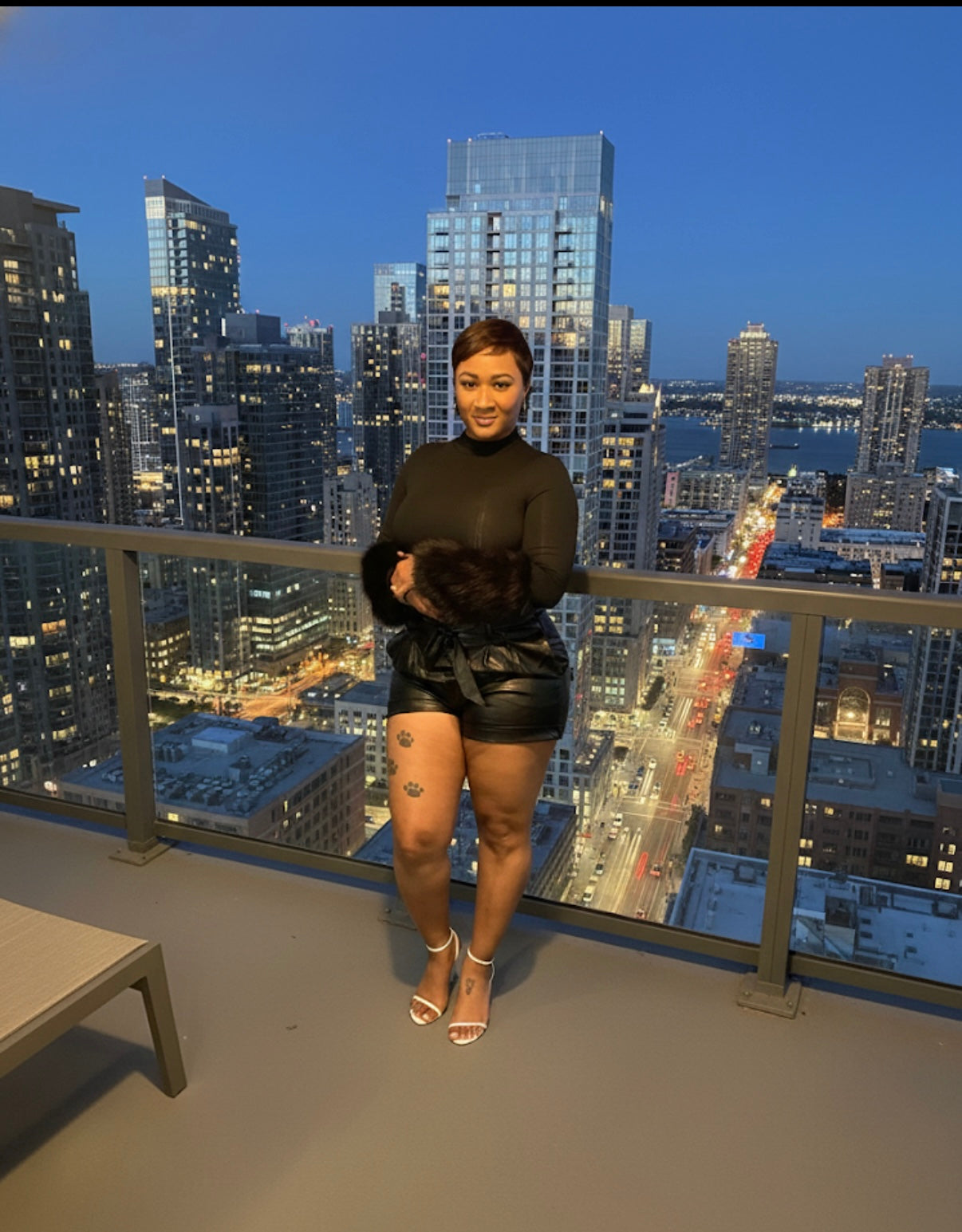 Luxury Girl faux fur sleeve bodysuit