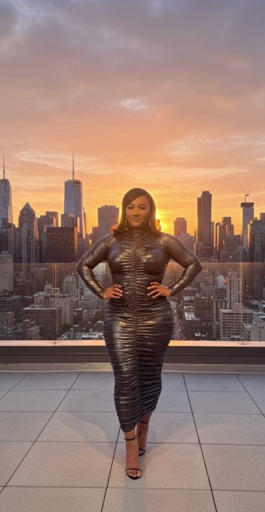 On Target metallic midi dress