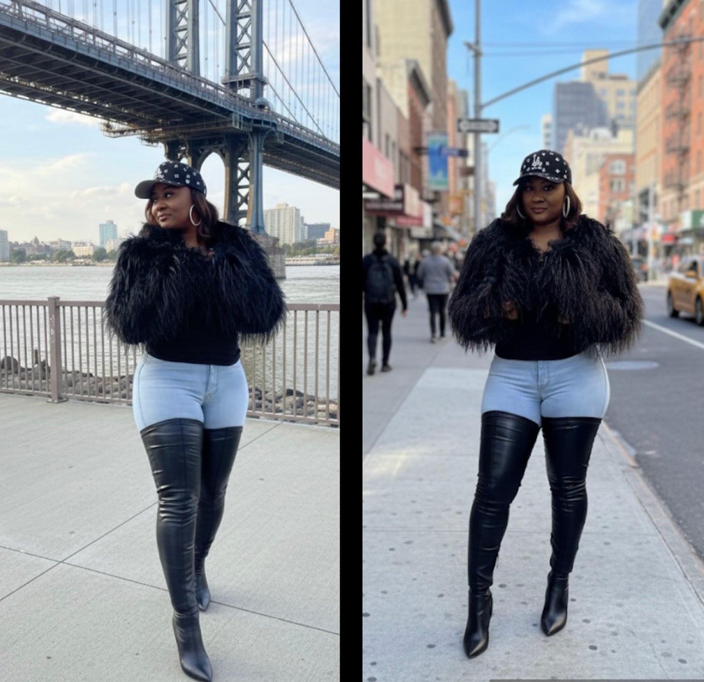 City Girl faux fur jacket ( Black)