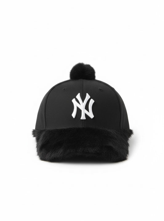 New York SnapBack fur cap ( black)
