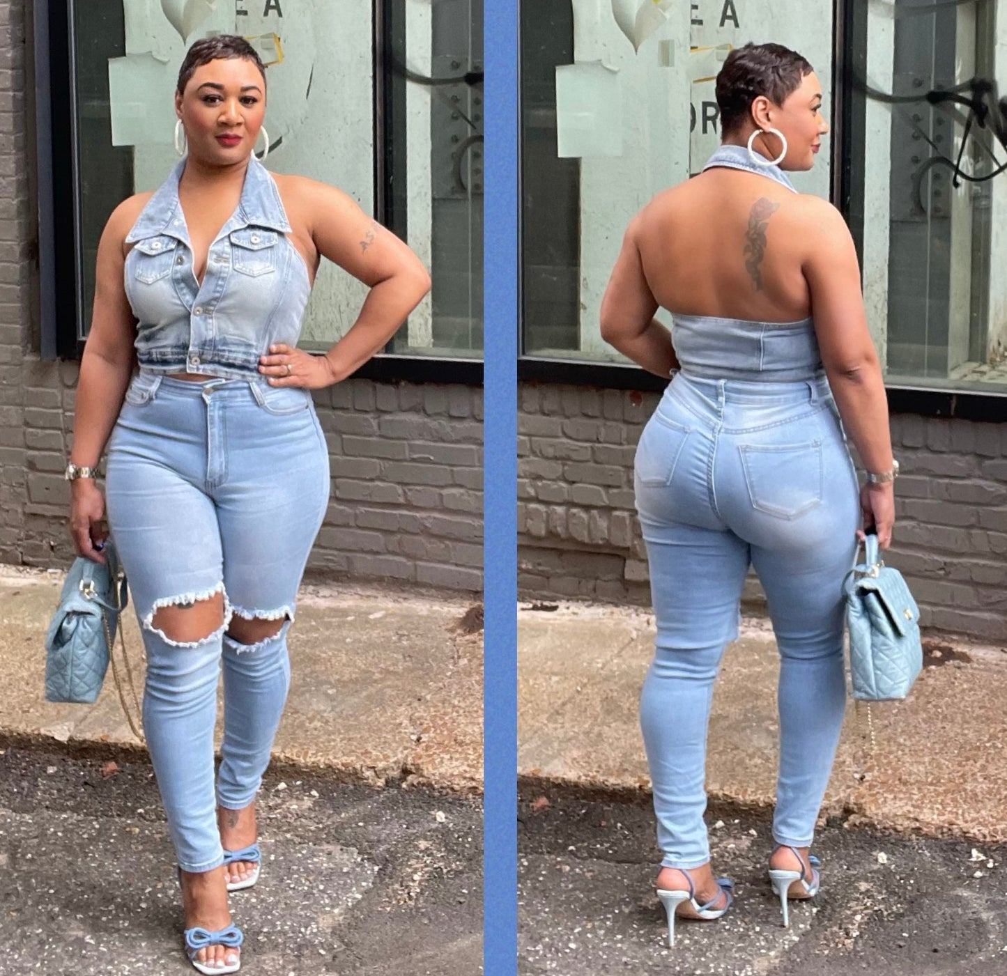 Come Find Me denim halter top