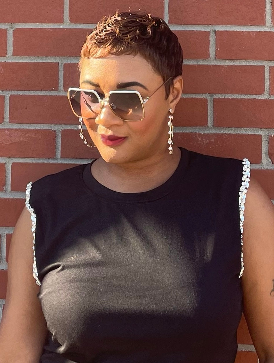 Try Again rhinestone crop top