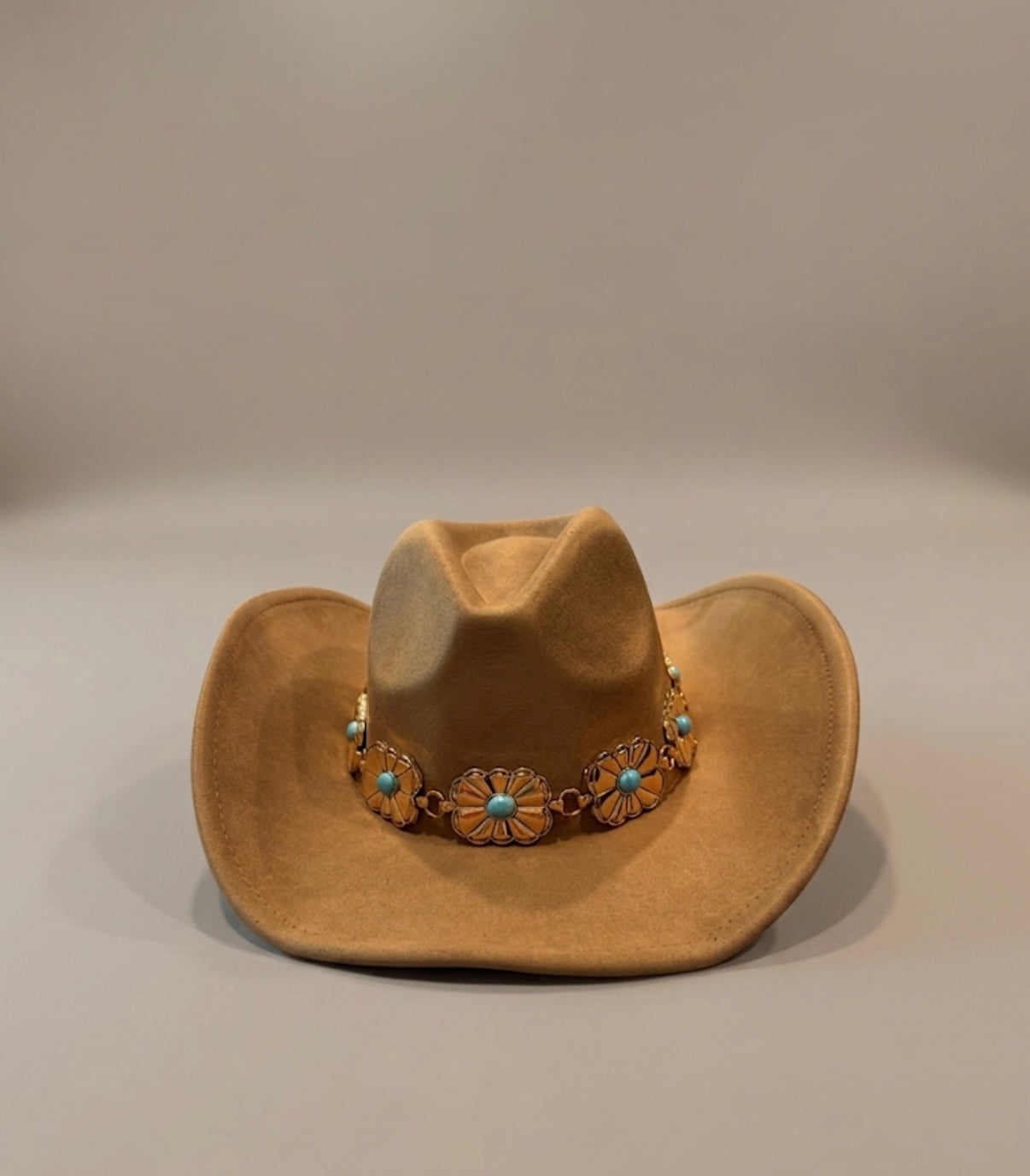 Pretty Cowgirl hat ( tan/teal)