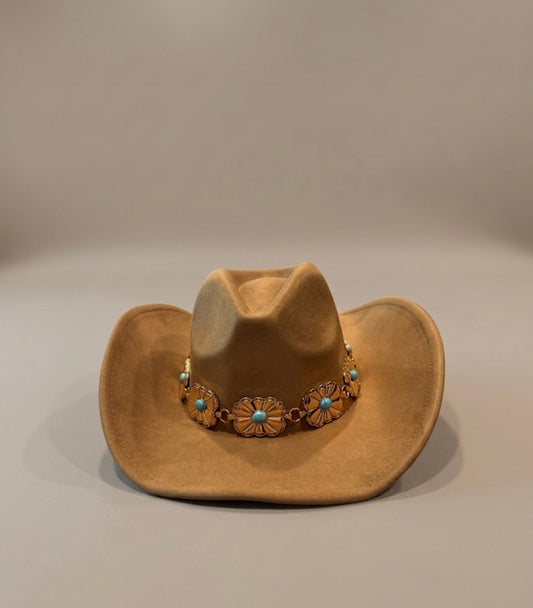 Pretty Cowgirl hat ( tan/teal)