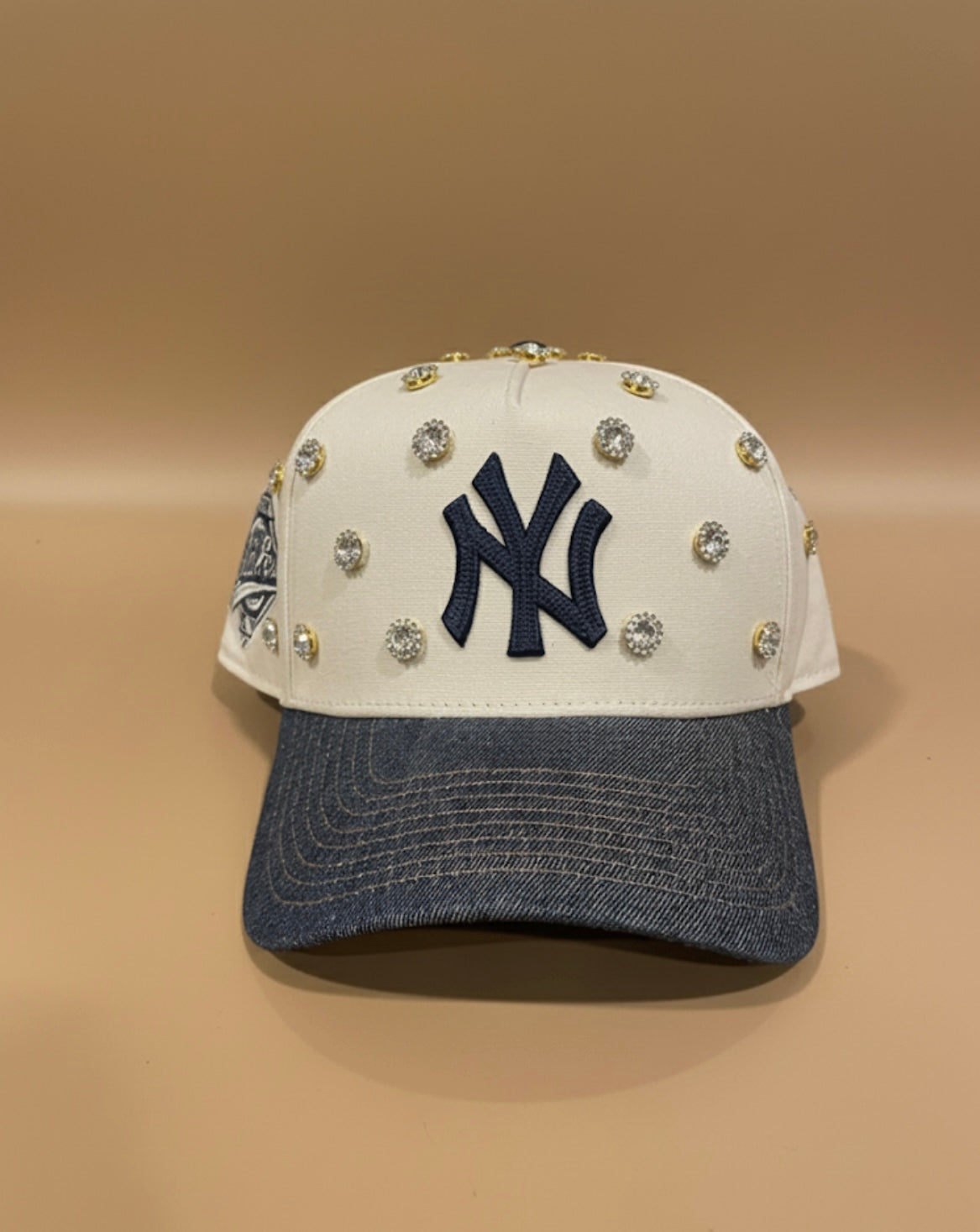 New York rhinestone snapback cap