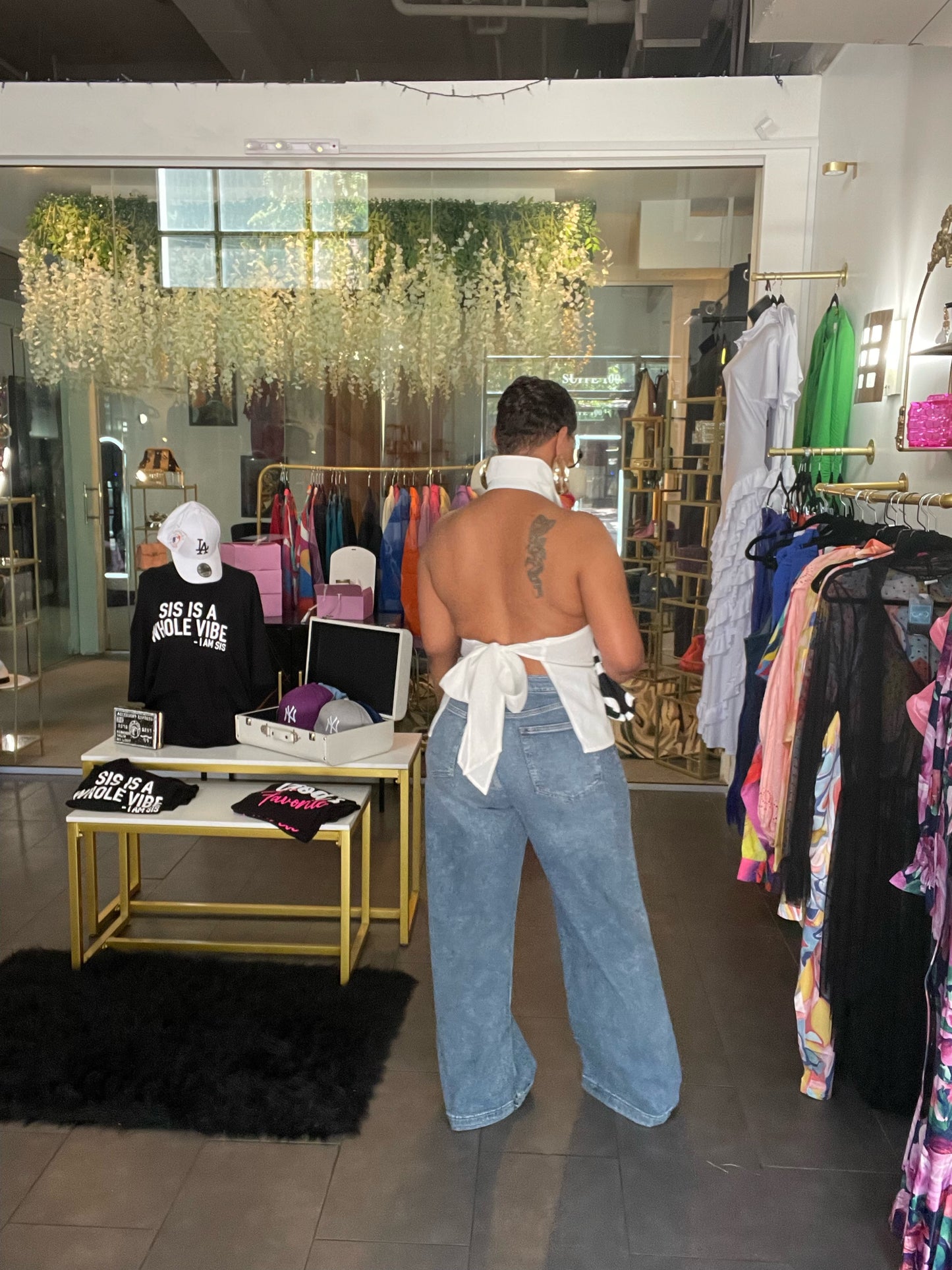 Back at it poplin halter shirt