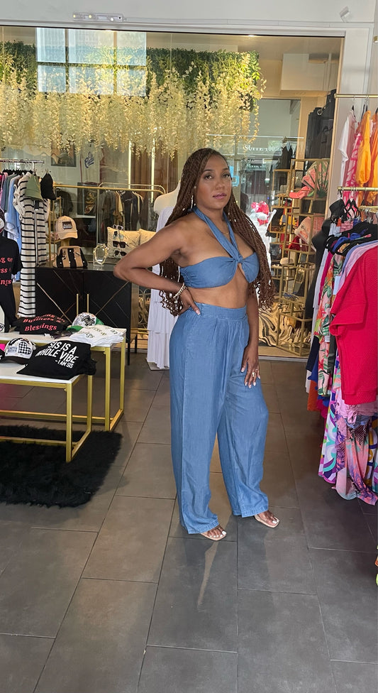 Bliss 2pc denim pants set