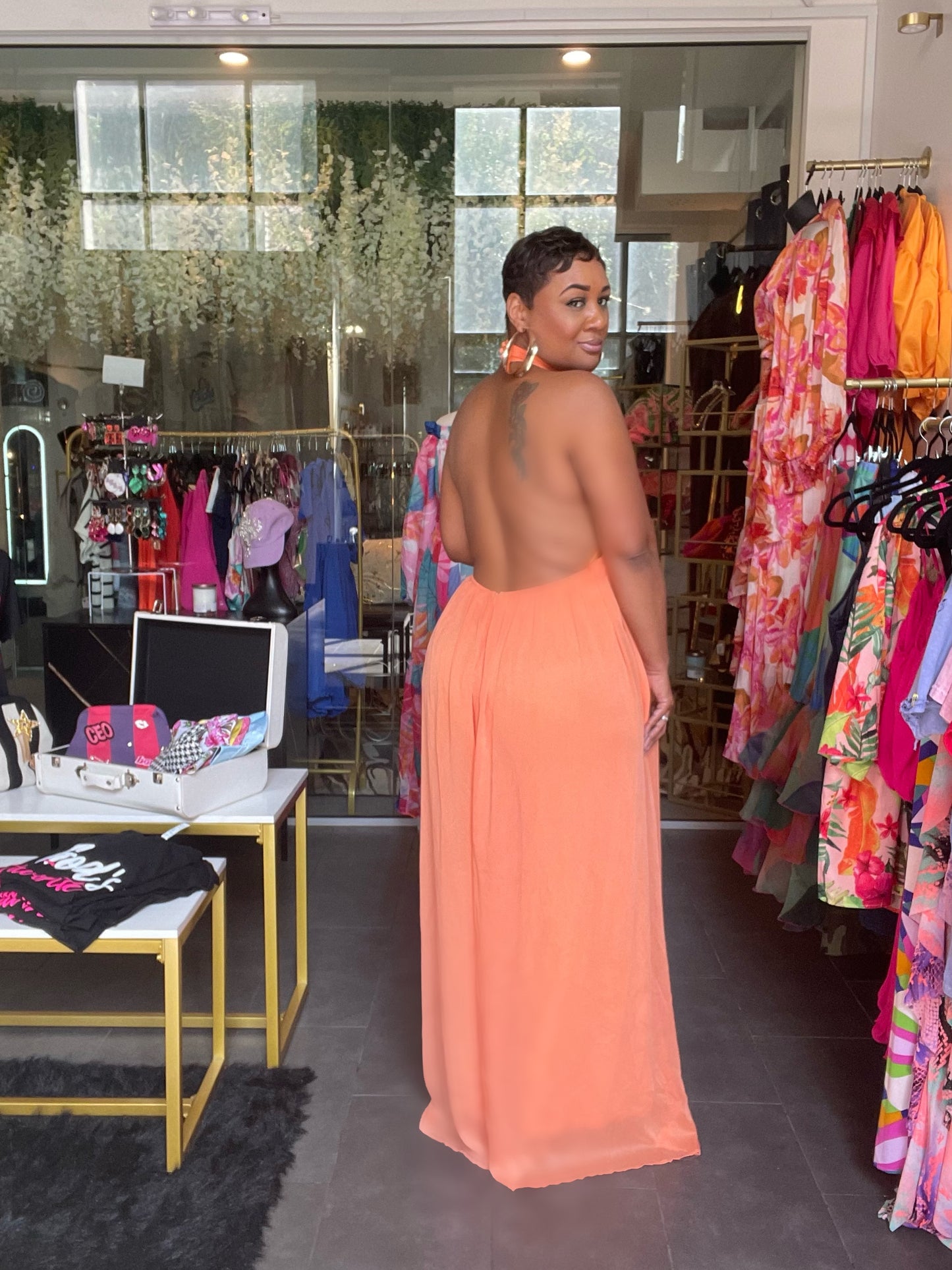 Let it Flow halter jumpsuit ( Coral )