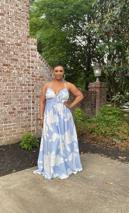 Sky High maxi halter dress