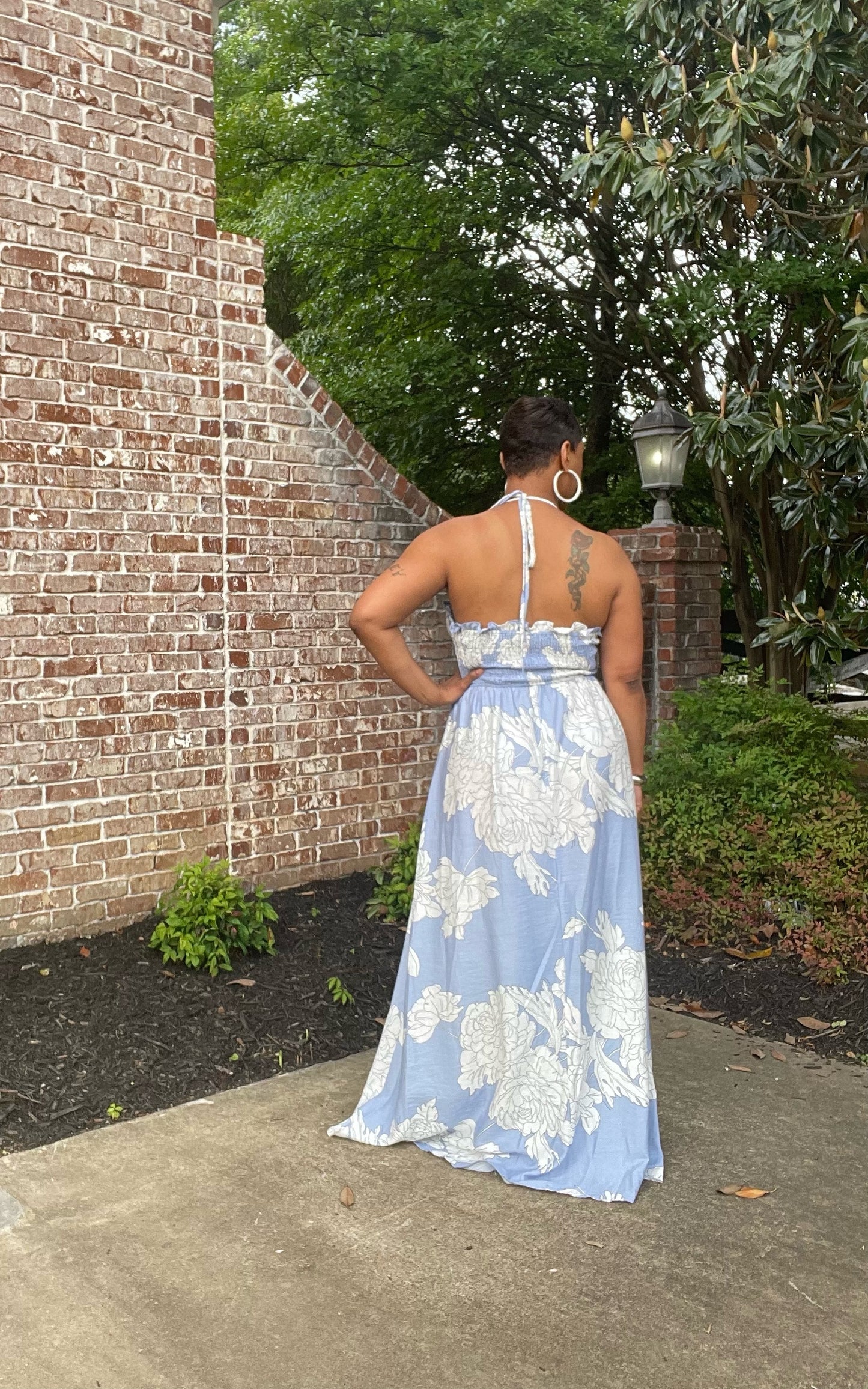 Sky High maxi halter dress